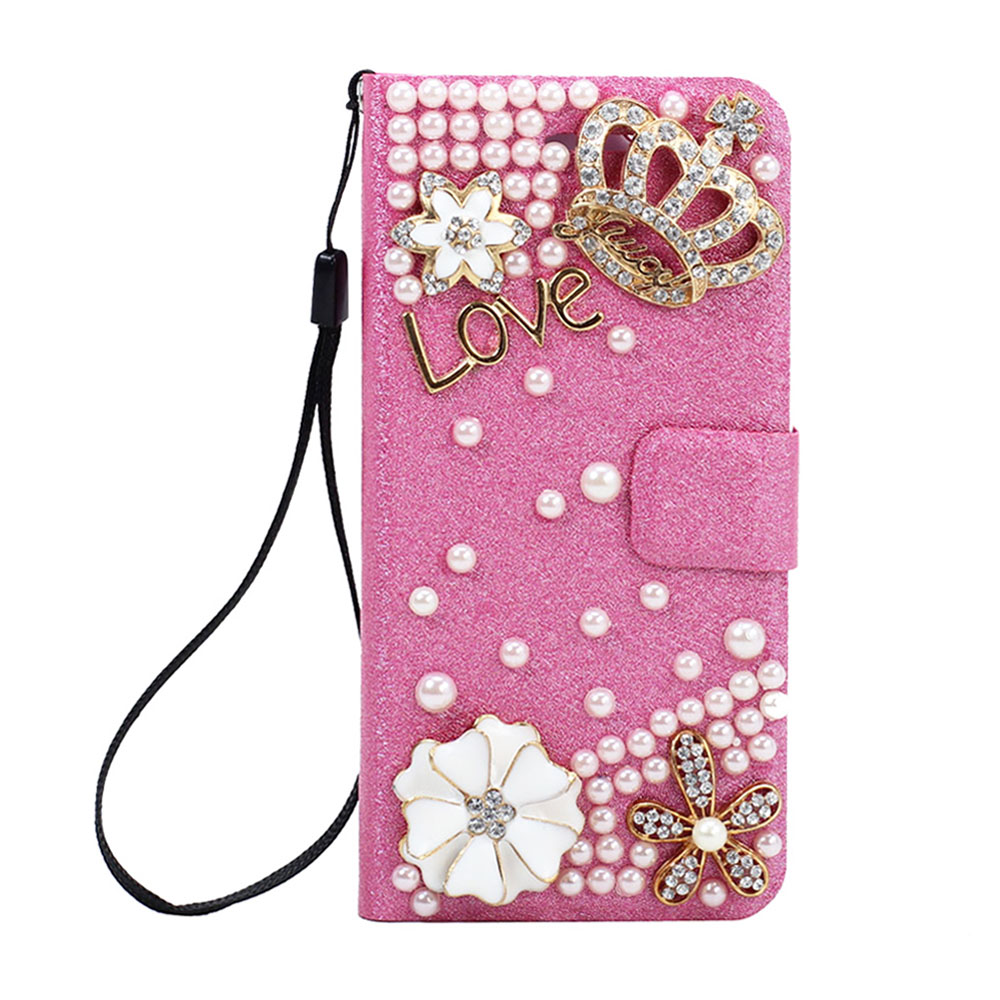 Wholesale Galaxy S6 Crystal Flip Leather Wallet Case with Strap